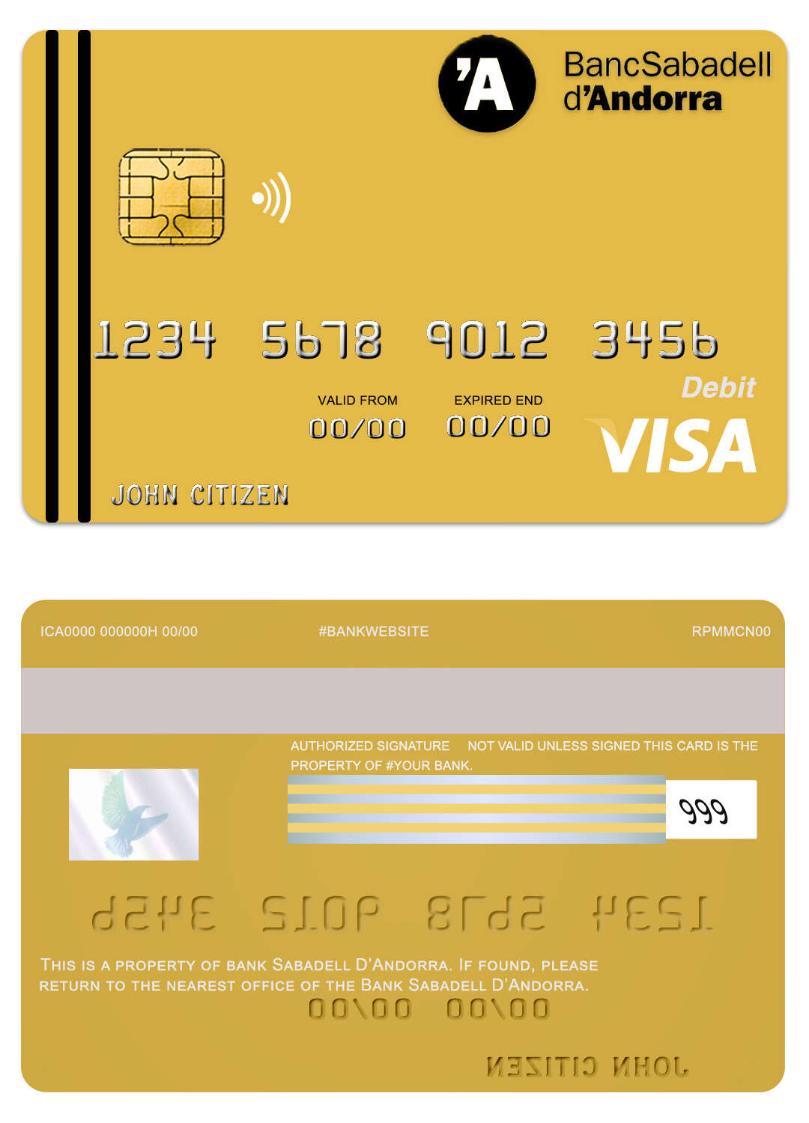 Andorra Sabadell bank visa card